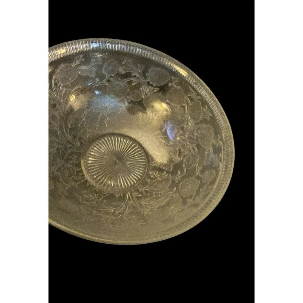 Vtg Pair Clear Glass Strawberry Bowl & Open Compote Candy Dish Starburst Base